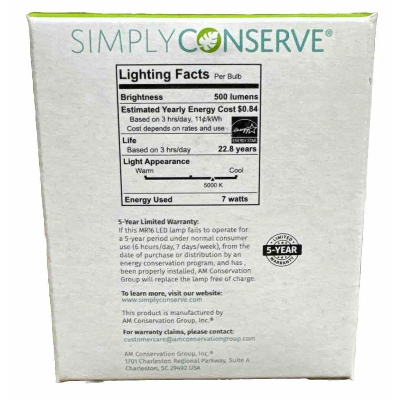 Simply Safe 50W MR16 GU10 Bulbs, Bi-Pin Base Dimmable LED