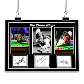 A3 POSTER WE THREE KINGS SNOOKER. JIMMY WHITE. RONNIE O'SULLIVAN. ALEX HIGGINS. SIGNED PRINT (42CM x 30CM)
