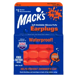 Mack's Mack's Soft Moldable Silicone Putty Ear Plugs - Kids Size, 6 Pair - Comfortable Small Earplugs for Swimming, Bathing, Travel, Loud Events and Flying | Made in USA