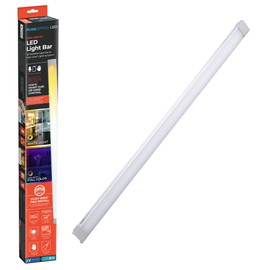 PureOptics LED Professional Push Wire® Under Cabinet Light Bar, Add-on, Plug-in or Hardwire Compatible, Adjustable White and RGB LED, for Kitchen, Utility Light, Closets, Garage, Pantry, (1) 18" Bar