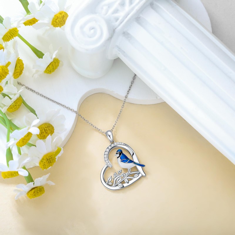 RMREWY 925 Sterling Silver Blue Jay Necklace Our Love Never