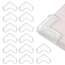 uxcell Corner Protectors, 16 Pcs Table Corner Protectors, Furniture Corner Guard and Edges Safety Bumpers for Table Edges and Sharp Corners (L-Shaped, Clear)
