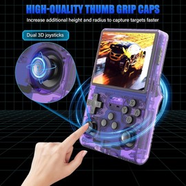 R40S Pro Retro Gaming Console - 30000+ Retro Games, 45 Emulators, 3.5in Colour Screen, OTG & 3.5mm Jack (Transparent Purple) for Portable Fun