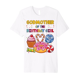 Godmother of Birthday Girl Candyland Colorful Lollipop Party Premium T-Shirt