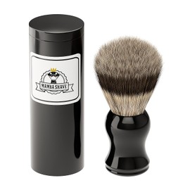 Mamba Shave Brocha para Espuma de Afeitar. Mamba Brush Color Negro. Excelente para Distribuir Y Untar Espuma de Afeitado. Incluye Estuche de Guardado. Premium Shaving Brush.