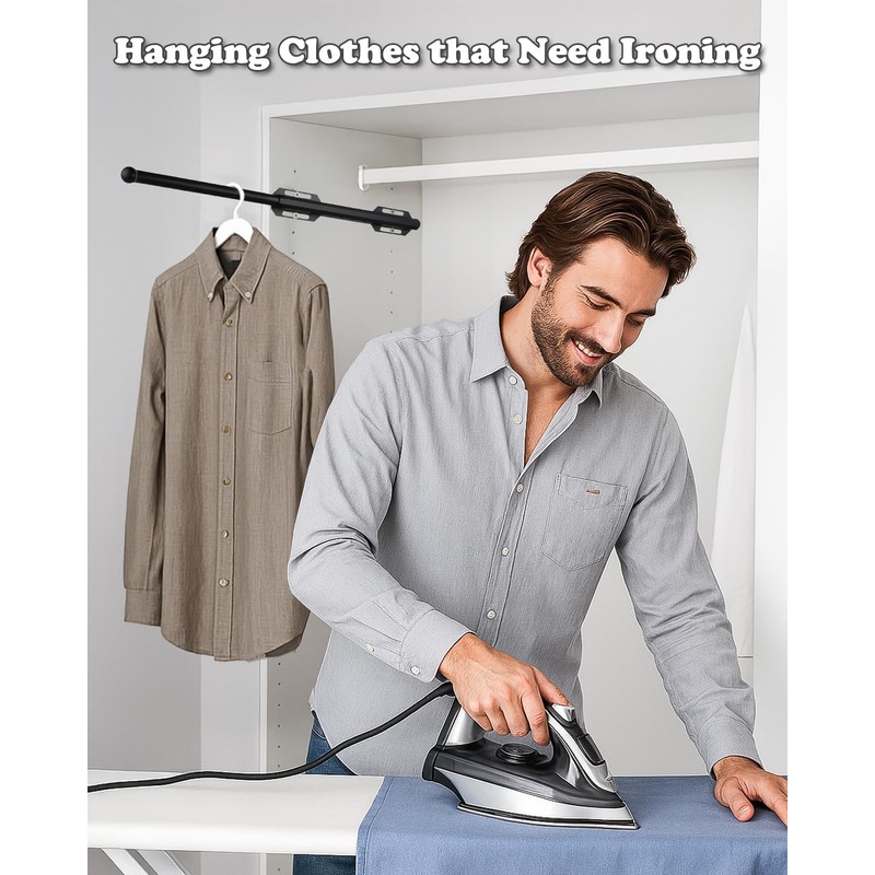 12" Valet Rod for Closet Pull Out, Adjustable extending closet