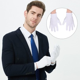 JHJEWH 25 Pairs White Gloves for Men,Formal Marching Band & Pallbearer Usher Gloves,Can be Used for Police,Servers,Funerals and Costumes