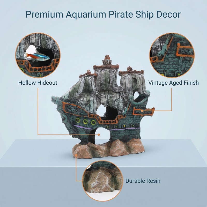 Fish Tank Decoration, Aquarium Shipwreck Decor