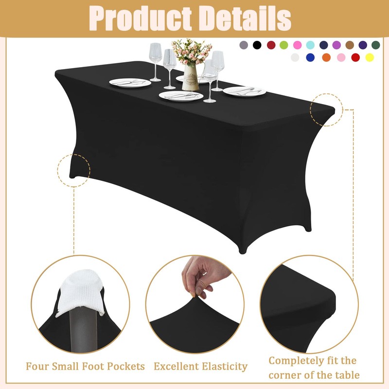 6ft Spandex Tablecloths Stretchable Tablecloth Hot Pink for Rectangle Table,Washable
