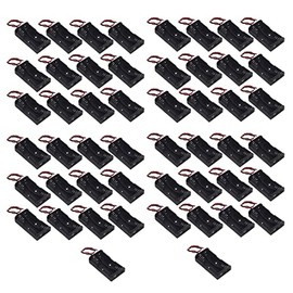 WAYLLSHINE 50 Pcs 2 x 1.5V AA Battery Holder Case Box, 2 AA Battery Holder with Wire Leads