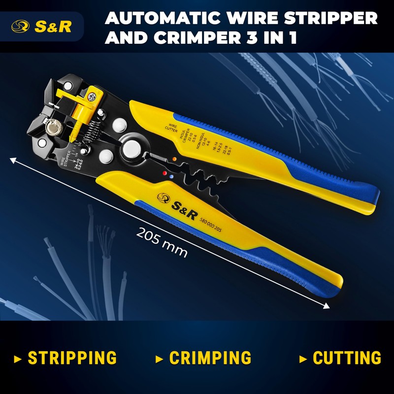 S&R 5-in-1 Automatic Wire Strippers Pliers/Crimping Tool with Cutter -