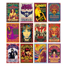 WOONKIT Póster vintage de rock band estéticos para habitación, música retro de los años 70, 80 y 90, decoración de pared para dormitorio, conciertos musicales, collage de pared, impresiones de