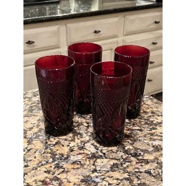 Luminarc Arcoroc 4 Luminarc Cristal D'Arques Durand Antique Ruby Red Cooler Glass France - NOS