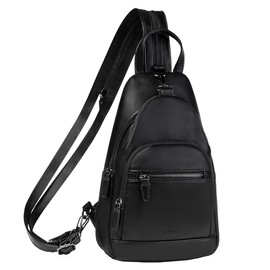 RAVUO Women's Chest Bag, PU Leather Sling Bag, Backpack, Small, Women's Shoulder Bag, Small Shoulder Bag, Crossbody Bag for Outdoor Sports, Travel, black, Rucksack