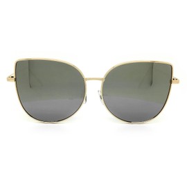 RAKOSTA c7040 Premium Oversized XL Retro Cats eye Mirrored Funky Fashion Aviator Sunglasses (GOLD/SILVER, LIGHT FRAME)