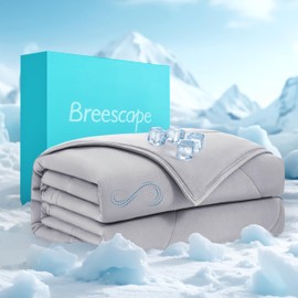 Breescape Cooling Comforter Throw Size - BlendTek™ Q-Max>0.46 Tech, Breathable Blanket for Hot Sleepers & Night Sweats Relief, Premium Lightweight Summer Bedding, 52x72 Inches, Misty Gray