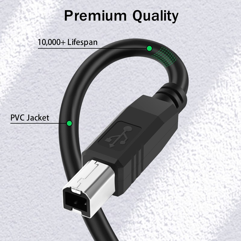 Mygatti Druckerkabel 1.5m/2 Stück,Typ A auf Typ B Drucker Kabel,USB