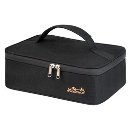 Viedouce Lunch Box 4L Waterproof & Insulated, Double Zip Lunch Box to Take Away for Men/Women, Airtight Food Box for Office/School, Foldable Lunch Bag Gift with Handles, Black