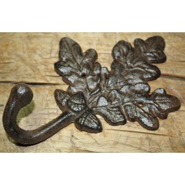 3 pcs Cast Iron Antique Style Rustic Oak Leaf Coat Hooks Hat Hook Rack Towel Acorn Durable Decorative Vintage Decor