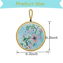 Ceramic Trivets for Hot Dishes,Hot Pads for Kitchen 2 Pack Thick Heat Resistant Coaster Multifunctional Hot Pads Pot Holders Hot Plate Mats for Kitchen Countertops,Table,Farmhouse Decor (Blue+Blue)