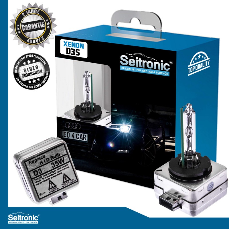High-quality, premium set, xenon burner with E-credential, light intensity from