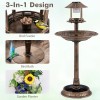 Patiojoy 3-In-1 Pedestal Bird Bath w/ Solar Light with Bird