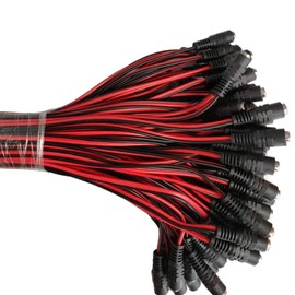 Henxlco 100pcs 12V DC Power Pigtail Female Cable Plug Wire for Power Supply Box CCTV Surveillance Security Camera