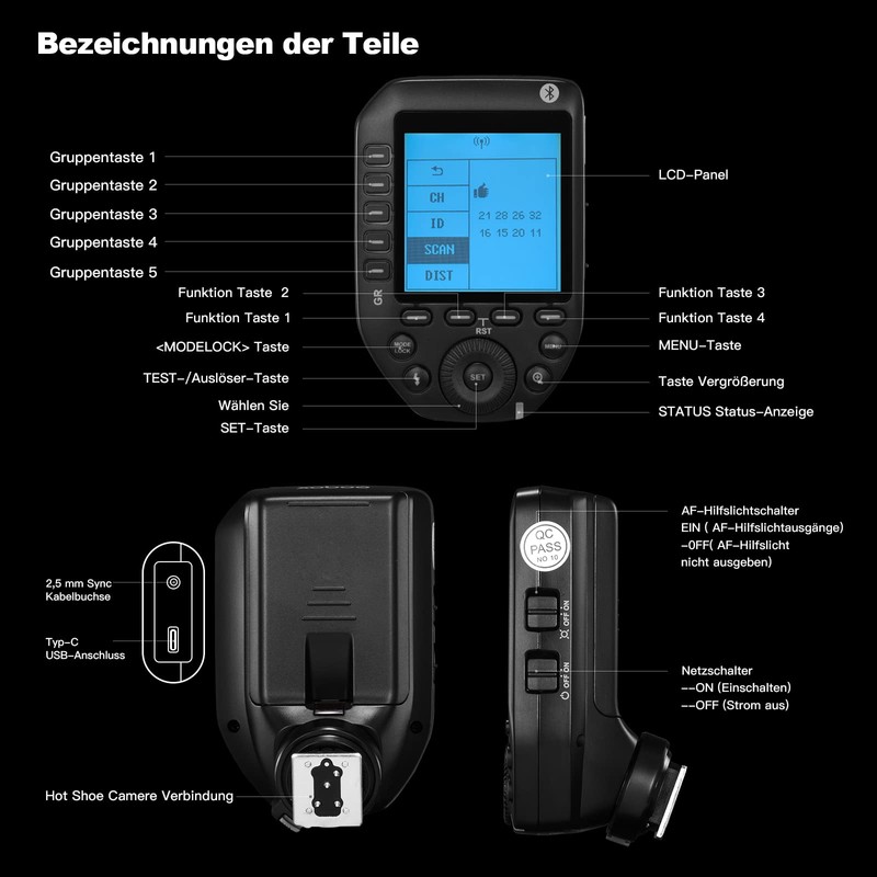 Godox XproII-C Flash Trigger Camera Wireless Flash Trigger LCD Display