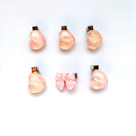 6Pcs Bow Rose Flower Hair Clips Heart Bow knot Hair Pins Camellia Hair Accessories for Women Girls (Pink A)