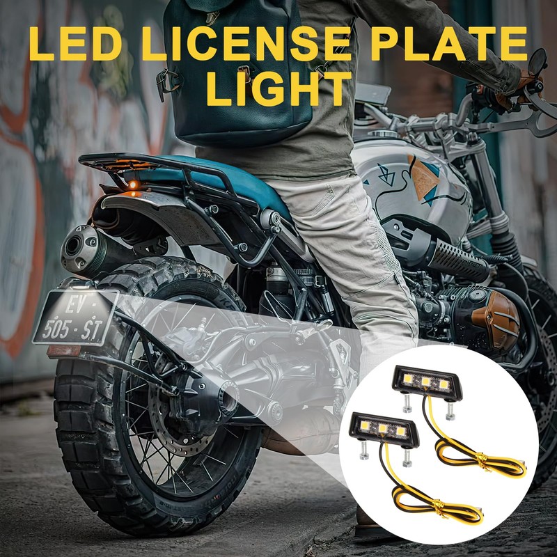 2 Pack LED Universal 12V Waterproof Motorcycle License Plate Light