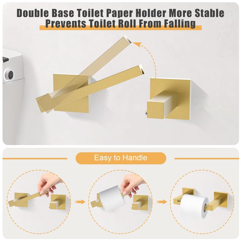 TURS 10-Piece Bathroom Hardware Accessories Set Brushed Gold Towel Bar