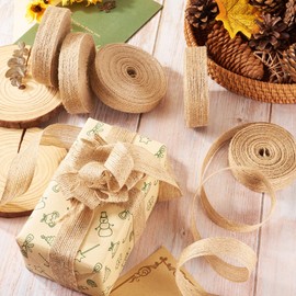 KISSITTY 50 Yards Burlap Jute Ribbon Tan Color Rustic Boho Ribbons Trims 20mm Wide Gift Wrapping Wreath Bow Making Craft Decorative Ribbon for Wedding Party Farmhouse Decor