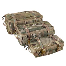 PETAC GEAR 3 PCS Tactical Modular Packing Cubes, Large Capacity Mesh Storage Duffel Bag,Outdoor Travel Organize Storage Pouches Bags. (Camouflage)