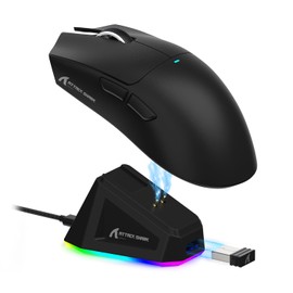 ATTACK SHARK X11 Mouse inalámbrico con Base de Carga magnética RGB, Ultraligero de 59g, Sensor PixArt PAW3311, 3 Modos (2.4 GHz/Bluetooth/USB-C), hasta 22,000DPI, Compatible con PC/Mac-Negro