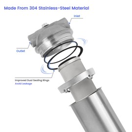 BOKKRALL (BUS-20-3/4NPT) 20 Inch Stainless Steel 304 Water Filter Housing for 19-3/4''-20'' Length, 2.5''-3'' OD Cartridge, Double O-Rings Seal, 3/4 inch Inlet and Outlet Filter System for Household