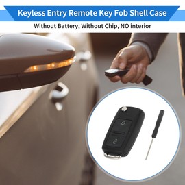 VekAuto Key Shell Case for Volkswagen Jetta 01-08 for Volkswagen Passat 02-05 for Volkswagen Golf 00-06 Keyless Entry Remote Key Fob Replacement Case 2 Button