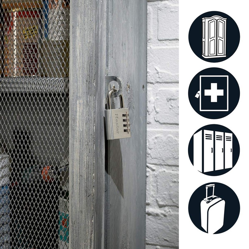 Master Lock 7640EURD Combination Padlock in Aluminium, Grey, 4 x