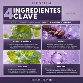 Lipofirm Mesoterapia Cosmética Reafirmante Profesional Centella Asiática, Cafeína, Silicio Orgánico, Betaglucano y Prolina 30 Ampolleta 5 ml