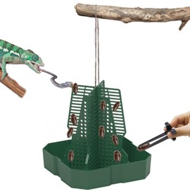 JWIZYOTR Chameleon Feeder+Bearded Dragon Feeder for Mounted Insect with Rope and Tweezers, Tank and Aquarium Accessories for Lizard, Bearded Dragon, Gecko, Frog（Large）