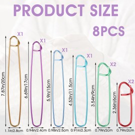 BIHUIZ 8 PCS Knitting Stitch Holder, 6 Size Aluminum Yarn Stitch Holders Stitch Markers for Crocheting Versatile Knitting Crochet Hook for Knitting Notions or Crochet