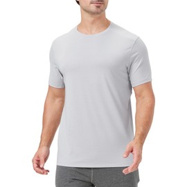 netdraw Men's Bamboo Viscose Athletic Shirt Lightwieht Cooling Moisture Wicking Workout Running Hiking Fitness T-Shirt, Platinum, Large