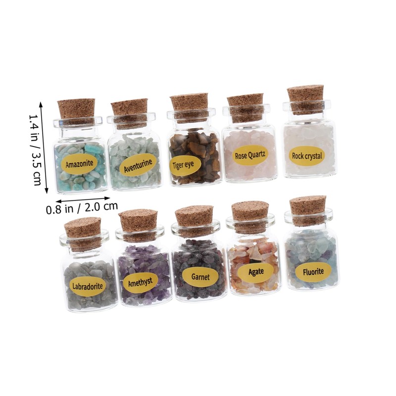 iplusmile Educational Stone Specimen Flask Collection 10pc Crystal Gemstone Wishing