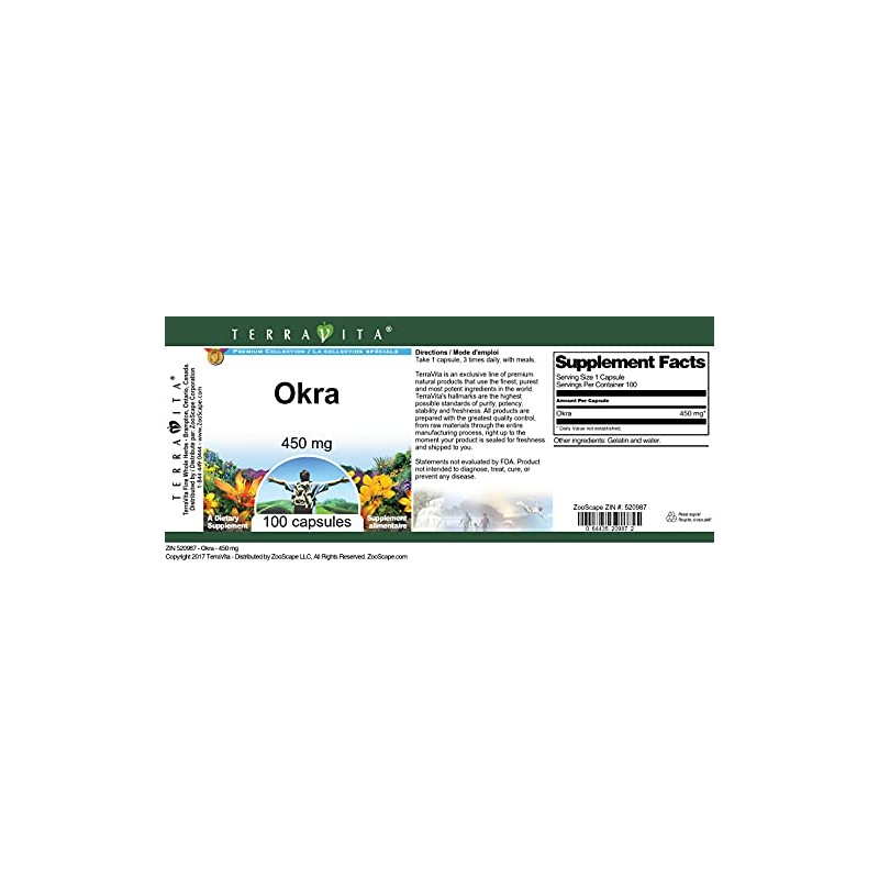 Okra - 450 mg (100 Capsules, ZIN: 520987)