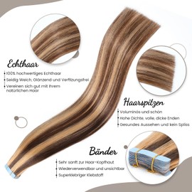 Jerriess Tape-In Real Hair Extensions, Salon Quality Tape-In Extensions, Real Hair, Silky & Full Thick Ends, 100% Hair Extensions, Real Hair, 20 Pieces, Light Brown and Caramel Blonde (50 g, 50.8 cm,