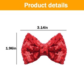 Red Sparkly Sequin Hair Bow Clips for Women Girls Christmas Hair Accessories with Bowknot Hair Clips for Women Girls Bow Hair Clip for Party Glitter Hair Barrettes for Women Girls Hair Bows Clip