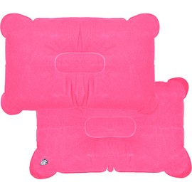 LICQIC 2 PCS Inflatable Pillows, Blow Up Cushion, Air Pillow for Camping,Travel, Sunbathing, Neck Lumbar Support (Rose Red)