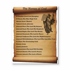 Name of God Framed Canvas Wall Art Decor Christian Wall Art, Different Names of God Picture Print Vintage Christian Jesus Home Decor Living Room Prayer Corner Decoration, Ready To Hand, 8x10inch