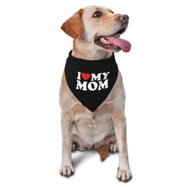 vercosee I Love Mom Mothers Day Dog Bandana,Photo Prop Pet Scarf Accessories for Dog Lovers, Mom Gifts (Black)