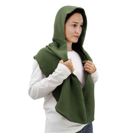 Women Men Fashion Pullover Scarf Hooded Scarf | Multifunctional Medieval Linen Cotton Cowl Hood Vintage Goth Cape Costume (Army Green)