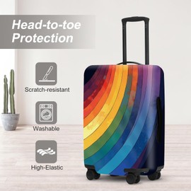 Rainbow Stripes Luggage Cover Waterproof, Thick Polyester Suitcase Protector with Zipper, Anti-Scratch Design for Airport Travel, Pride Month Festival Essentials